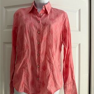 Robert Graham Pink Button Down Shirt with Notched Collar
